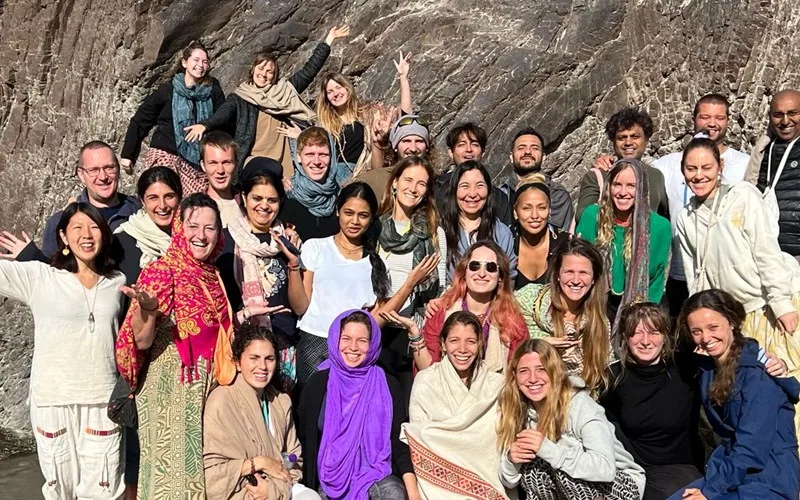 The community together after an evening of kirtan