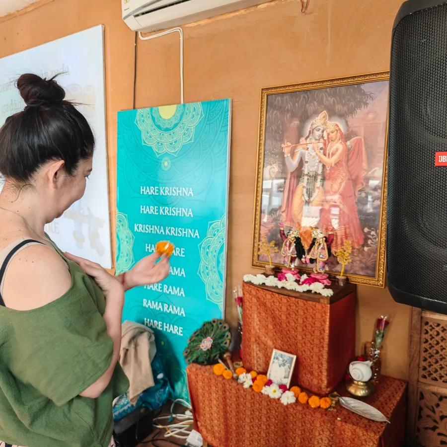 Offering at the ashram altar