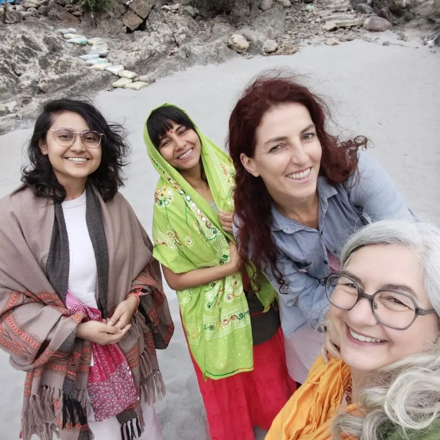 Friends together on a sacred walk
