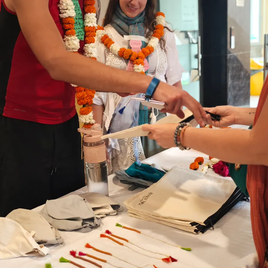 A warm welcome with flower garlands